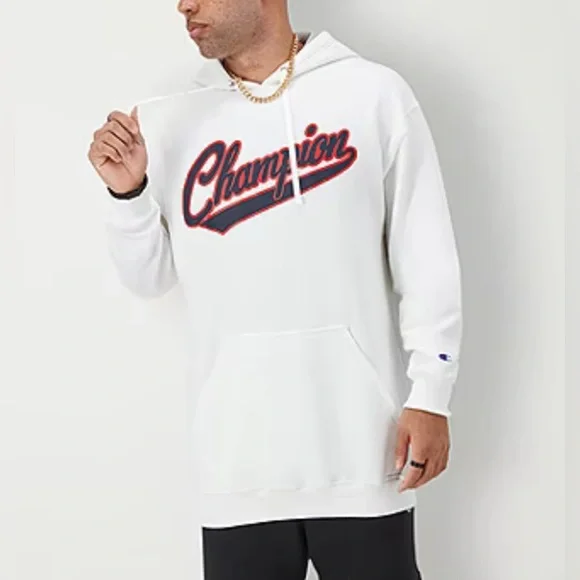 NWT Champion Powerblend Fleece Mens Long Sleeve Hoodie Big and Tall. 2XB. White - Picture 3 of 15